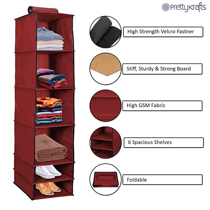 6 Shelves Foldable Hanging Wardrobe
